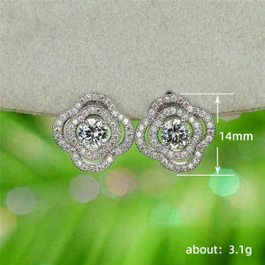 Pendientes de oro blanco con diamantes redondos de talla brillante, color D, naturales, certificados por GIA, joyería clásica de boda para mujer - Product Image 5