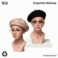 Buste de mannequin féminin réaliste et exquis, en plastique, avec visage couleur chair, pour présentation de bijoux, chapeaux et lunettes