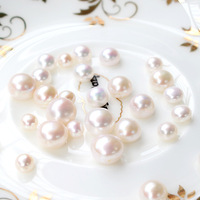 Perles de culture d'eau douce naturelles Aurora rose et blanches, demi-percées, plates et rondes, 5-10 mm, en vrac, pour la fabrication de bijoux, vente en gros