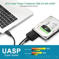 Câble adaptateur SATA vers USB 3.0 pour 3.5/2.5 pouces SSD HDD SATA III convertisseur de disque dur prise en charge UASP avec adaptateur secteur 12V