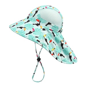 Chapeau de soleil personnalisé pour bébé et tout-petit avec sangle de menton réglable, bonnet de bain, protège-nuque, 100 % coton, toutes saisons, pour la plage et l'extérieur, unisexe - Product Image 1