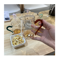 Mug à thé en verre borosilicate de 240 ml, design moderne et minimaliste, résistant à la chaleur, passe au lave-vaisselle, cadeau élégant avec poignée en forme de cœur