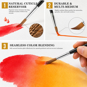Set di 8 Pennelli Professionali in Pelo di Pony per Acquerello, Punta Tonda e Piatta, Pennelli da <span class=keywords><strong>Artista</strong></span> con Logo Personalizzato - Product Image 4