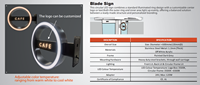 Enseigne lumineuse LED réglable pour extérieur ADMAX, logo de café en acier inoxydable et acrylique, étanche, publicité LED, enseigne lumineuse en forme de lame
