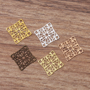 Acessório de Ornamento DIY, Acessórios para Cabelo, Material Artesanal, Peça de Flor de Cobre Quadrada de 15mm (09661) - Product Image 2