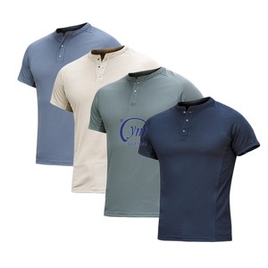 <span class=keywords><strong>Camiseta</strong></span> Táctica de <span class=keywords><strong>Manga</strong></span> <span class=keywords><strong>Corta</strong></span> de Secado Rápido para Hombre, Cuello Henry, para Deportes al Aire Libre, Senderismo y Running, Venta al Por Mayor - Product Image 2