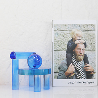 Sculpture d'animal contemporaine en cristal transparent, accessoire de bureau, chaise bleue, table orange, décoration de chambre, art mignon