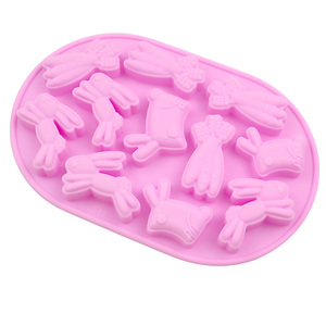1138 vente chaude système de festival de pâques moule à gâteau en silicone lapin et nabo forme silicone gâteau bougie moule main faire savon bougie - Product Image 5