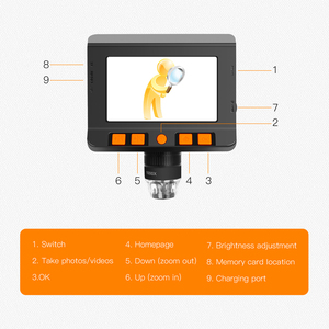 Microscopio Electrónico <span class=keywords><strong>digital</strong></span> LCD, pantalla de 4,3 pulgadas, luces LED, 1080P, portátil, 1000X, con soporte, 8 Uds. - Product Image 2