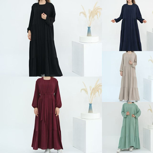 Ensemble Abaya 2 pièces en crêpe de qualité supérieure avec robe intérieure et ceinture vente en gros de vêtements islamiques pour le ramadan musulman Eid Abaya turque simple - Product Image 2