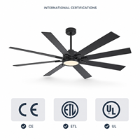 Kit de ventilateur de plafond LED noir avec lampe intégrée pour salon et chambre à coucher