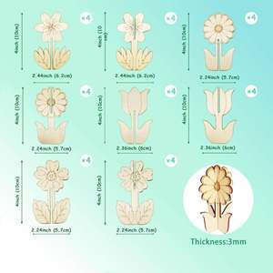 Diy Unfinished <b>Wooden</b> Cutouts, 3D <b>Flower</b> Ornaments Painting Craft, Natural Wood Craft Supplies for Home Decor - Product Image 4