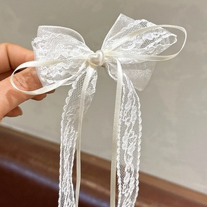 Jepit Rambut Mutiara Pita Renda Super Fairy, Aksesoris Rambut Gaya Putri Korea, Jepit Rambut Gaya Balet - Product Image 1