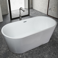 Baignoire autoportante ovale moderne de luxe en acrylique blanc, écologique, portable, en surface solide, avec drain, pour salle de bain et hôtel