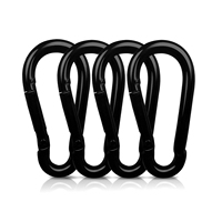 Mousquetons à ressort en acier inoxydable noirs, attaches robustes de qualité supérieure, mousquetons rapides pour le camping