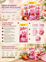 Halal print voorgemaakte snoepverpakking pouch lolly crackle vochtbarrière zuur fruit harde snoep grensoverschrijdende retail pouch