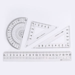 Ensemble de règles d'outils de géométrie mathématique personnalisé 4 pièces 20 cm ensemble de règles en plastique pour l'école 2025 papeterie et fournitures scolaires - Product Image 6
