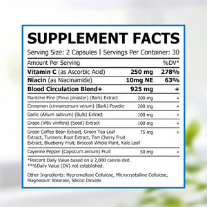 Capsules d'oxyde nitrique à succès avec vitamine C pour la circulation sanguine, la performance, l'énergie, le flux sanguin et l'endurance - Product Image 2