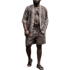 Conjunto de Kimono y Pantalones Cortos con Estampado Paisley para Hombre, Talla Grande, Transpirable, de Satén, Ideal para la Playa o para Descansar - Product Image 6