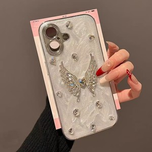 High-End di lusso epossidico Flash diamante ali d'angelo per iPhone 16 <span class=keywords><strong>Pro</strong></span> <span class=keywords><strong>Max</strong></span> 15 ragazze studente Glitter galvanica pezzi <span class=keywords><strong>14</strong></span> 13 12 - Product Image 1