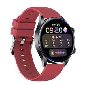 T32S voice assistant mobile watch body health temperature multi-sport mode round smart watch with Fun game