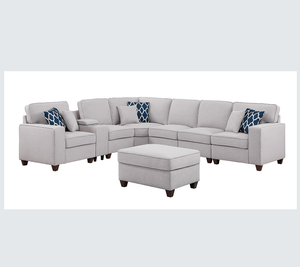 L-Shape Modular <b>Convertible</b> Sectional Sofa Set with Ottoman Metal Legs Memory Foam Filling - Product Image 1