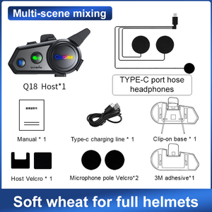 Casque d'intercom pour moto Q18, nouveau design, Bluetooth 5.3+5.0, portée de 500 m, partage de musique, intercom sans fil Bluetooth pour casque - Product Image 6