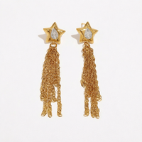 Boucles d'oreilles clous Gaovo Niche Design Star CZ à pampilles pour femmes, tendance, en acier inoxydable plaqué or 18 carats, bijoux d'oreille haut de gamme, vente en gros
