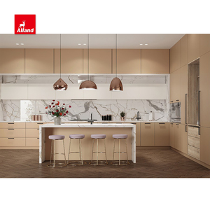 Allandcabinet design personalizzato di cucina con lavello e cappuccio In acciaio inossidabile In appartamento con finitura melamina In legno chiaro - Product Image 4