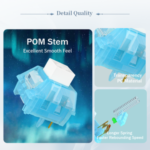 Switch Kailh Box Arctic Fox a 5 pin Cliky - Pre-lubrificato di fabbrica, Antipolvere, con Diffusore, Switch per Tastiera Personalizzata Fai-da-te - Product Image 3