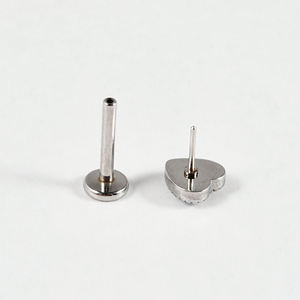 Acier chirurgical sans fil <span class=keywords><strong>Labret</strong></span> grain vertical opale bord dentelé coeur hélice Tragus boucle d'oreille Zircon pierre Push-In Piercing - Product Image 6