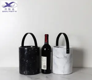 Benutzer definierte bunte Marmor Großhandel Big Black Bar Logo Wein Luxus Eis kübel für Restaurants