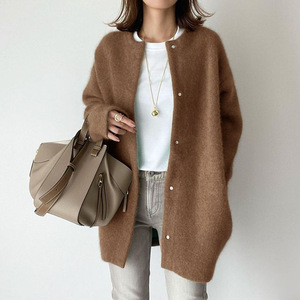 Kardigan Rajut Terbaru Model Longgar, Bahan Lembut, Rajutan Crochet, Pakaian Rajut Polos, <span class=keywords><strong>Sweater</strong></span> Longgar, Kardigan Tebal Wanita - Product Image 1