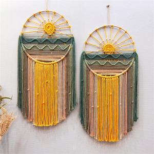 Décoration murale moderne en macramé, lever et coucher <span class=keywords><strong>de</strong></span> soleil, attrape-rêves d'été, plage, soleil et surf, décoration <span class=keywords><strong>de</strong></span> maison <span class=keywords><strong>de</strong></span> plage, style bohème, tête <span class=keywords><strong>de</strong></span> <span class=keywords><strong>lit</strong></span> - Product Image 1