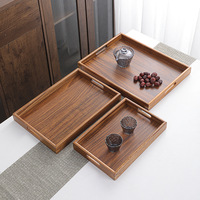 Plateau de service en bois Assiette de fruits à thé rectangulaire avec poignée Maison Style japonais Tasse Plateau à dessert