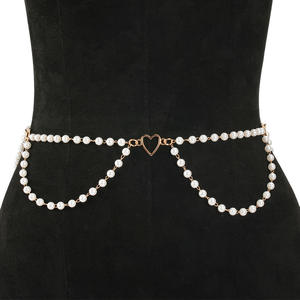 Chaîne de taille multicouche en perles d'imitation style européen et américain, chaîne de corps décorative en métal pour robe de soirée - Product Image 2