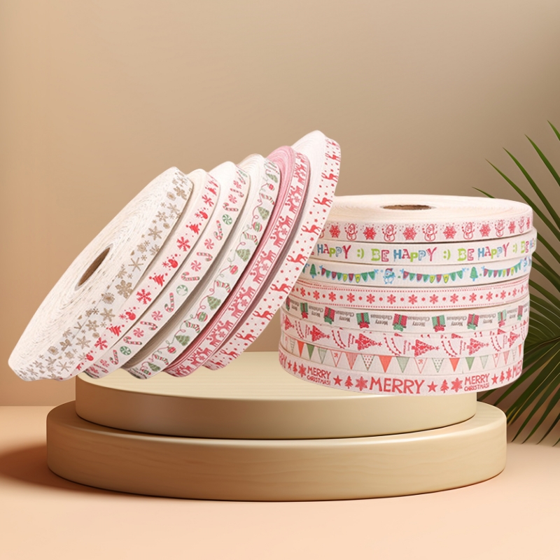 Cotton Ribbon Roll 15mm Width Custom Logo Gift Packing Ribbon for Wedding Easter & Christmas Crafts Making Hair Bows Decoration