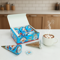 Cornet de gaufrette au chocolat saveur crème, sucré et croustillant, avec jouets de dessin animé, emballage individuel, personnalisable