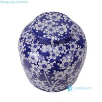 Série RYKB – Pot en céramique motif fleur de prunier bleu et blanc, écologique et durable, capacité 4-5L, idéal pour la décoration intérieure (vente en gros)