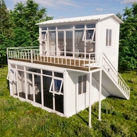 Maison conteneur moderne à deux étages YIJI, respirante et démontable, structure en acier galvanisé, mur-rideau en verre pour villa, utilisation extérieure