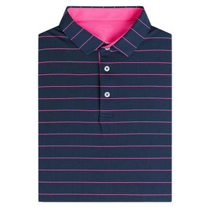 เสื้อโปโลผู้ชายคุณภาพสูง แขนสั้น สำหรับฤดูร้อน แห้งเร็ว ลายทางแนวนอน สำหรับกอล์ฟ  รับปักโลโก้ตามแบบ - Product Image 3