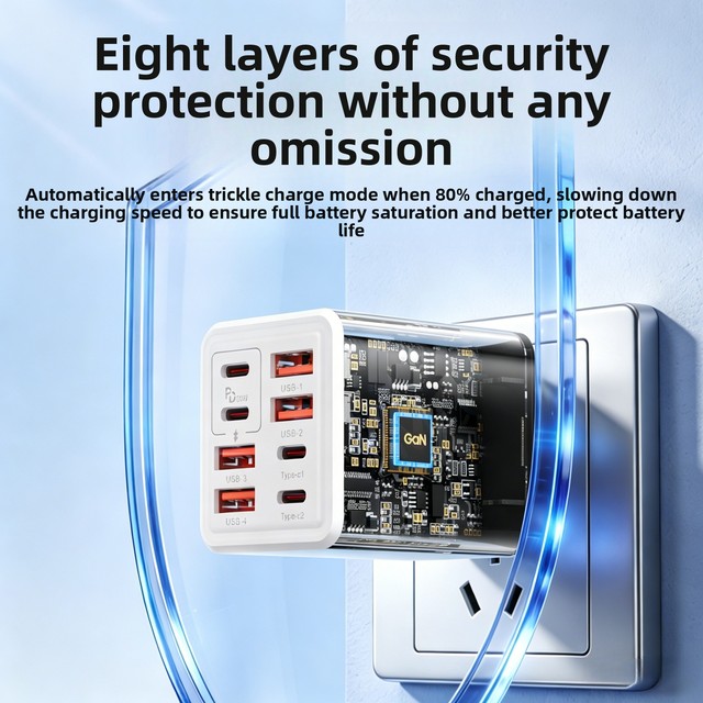 New PD 12W GaN Super-Fast Charging Charger 4 USB + 4 Type-C Multi-Port Travel Power Adapter