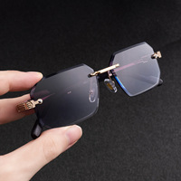 Nouvelles Lunettes de Soleil Sans Monture à Bords Taillés Diamant UV400 pour Hommes, Style Européen et Américain, Protection Solaire Extérieure, Idéales pour la Conduite