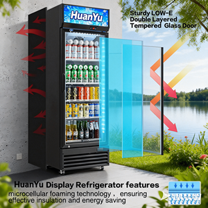 Réfrigérateur commercial vertical personnalisé avec affichage numérique LED, porte en verre transparent, étagères réglables, sans givre - Product Image 4