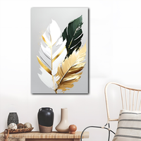 Vente en gros de peinture à l'huile sur le thème des feuilles abstraites faite à la main art mural peinture encadrée prête à accrocher pour la décoration d'hôtel à la maison