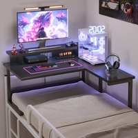 Escritorio para Computadora en Forma de L para Usar Sobre la Cama, para Dormitorios Universitarios, Estante de Almacenamiento Flotante Simple para Junto a la Cama, para Esquinas, para Juegos Electrónicos y Oficina