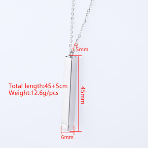 Ciondolo personalizzato personalizzato in acciaio inossidabile a <span class=keywords><strong>4</strong></span> lati con collana personalizzata a forma <span class=keywords><strong>di</strong></span> estensione personalizzata con barra verticale - Product Image 6