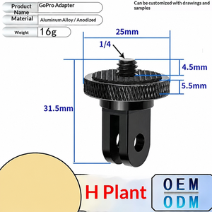 Adaptateur en alliage d'aluminium CNC, vis de montage pour trépied en aluminium 1/<span class=keywords><strong>4</strong></span> pouces pour <span class=keywords><strong>Go</strong></span> <span class=keywords><strong>Pro</strong></span> <span class=keywords><strong>Hero</strong></span> 6 5 <span class=keywords><strong>4</strong></span> 3+ Xiaomi YI 4K II SJCAM SJ5000 SJ4000 - Product Image 5