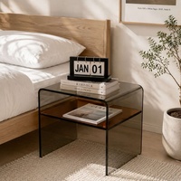Table de chevet moderne de luxe en acrylique rose pour chambre à coucher, élégante étagère de présentation pour café et thé, comme table d'appoint pour lit