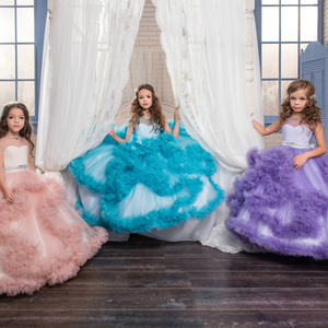 Abiti da ballo Boutique per bambine vestito rosa per bambini festa di nozze volant abiti di Tulle per bambine vestiti senza schienale - Product Image 4